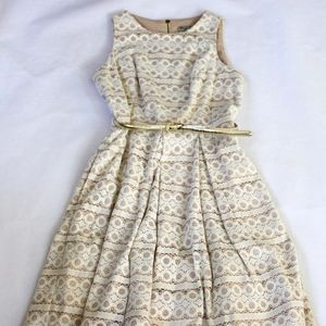 Eliza J Sleeveless Lace Dress With Belt